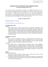 Compilation of written recommendations covering working sessions 1-5
