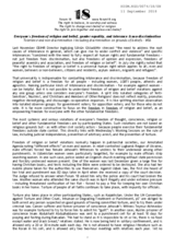 Everyone's freedom of religion and belief, gender equality, and tolerance & non-discrimination