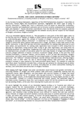 Security, state control, and freedom of religion and belief