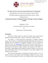 The Status and Issues of the Ecumenical Patriarchate of Constantinople