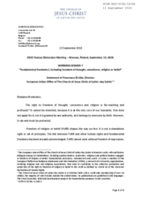 Statement of Francesco Di Lillo, Director European Union Office of The Church of Jesus Christ of Latter-day Saints