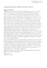Rights of Migration. Statement presented by Political Movement Group 24