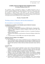Compilation of written recommendations covering working sessions 6-9