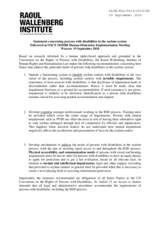 Statement concerning persons with disabilities in the asylum system