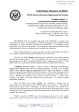 Statement by United States of America for Working Session 11