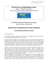 Chinese Religious Refugees in Germany