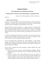 Statement by Romania at Working Session 8