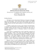 Statement and written recommendation of the Delegation of the holy See referring to Session 16