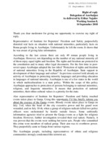 Right of Reply by the Delegation of the Republic of Azerbaijan