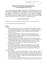 Compilation of written recommendations covering working sessions 10-15