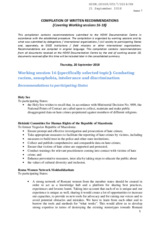 Compilation of written recommendations covering working sessions 16-18