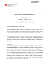 Closing Statement of Switzerland