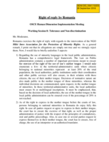 Right of Reply by Romania