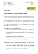 Statement by Miko Imre Association for the Protection of Minority Rights, Romania