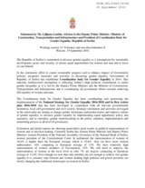Statement by Ljiljana Loncar, President of Coordination Body for Gender Equality, Republic of Serbia