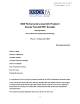 Opening Address of the President of the OSCE Parliamentary Assembly