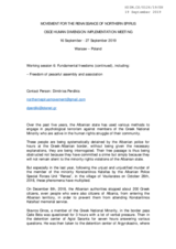 Written Contribution by the Movement for the Renaissance of Northern Epirus