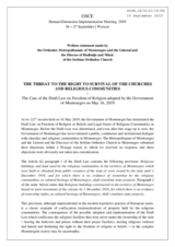 Written Contribution by the The Orthodox Metropolitanate of Montenegro and the Littoral - Serbian Orthodox Church