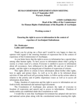 Written Contribution by the Commissioner for Human Rights of the Republic of Azerbaijan