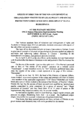 Written Contribution by the Institute of Legal Policy and Social Protection named in the honor of Iryna Berezhna