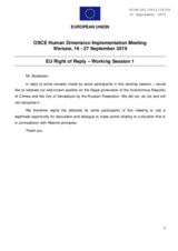 Right of Reply by the European Union