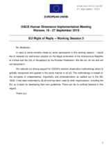 Right of Reply by the European Union