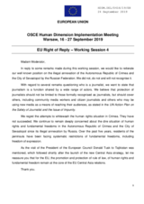 Right of Reply by the European Union