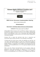 Written Contribution by Human Rights Without Frontiers