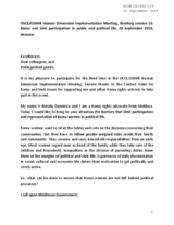 Written Contribution by Roma National Center