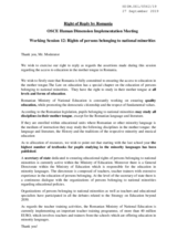 Right of Reply by Romania