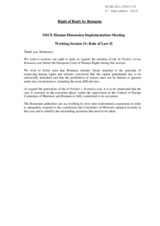 Right of Reply by Romania