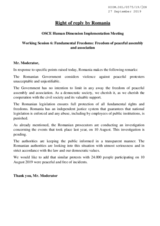 Right of Reply by Romania