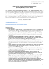 Compilation of written recommendations covering working sessions 16-18