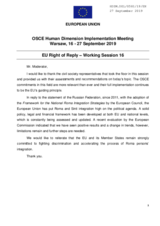 Right of Reply by the European Union