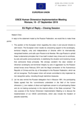 Right of Reply by the European Union