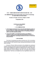 Written contribution by the Church of Scientology Public Affairs & Human Rights Office