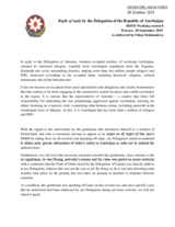 Right of Reply by Azerbaijan