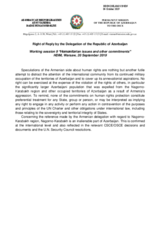 Right of Reply by Azerbaijan