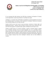 Right of Reply by Azerbaijan