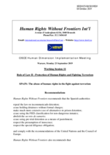Written Recommendations by the Human Rights Without Frontiers