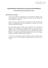 Recommendations by the Hungarian Muslim Defense League