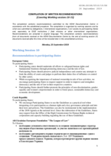 Compilation of written recommendations covering working sessions 10-15