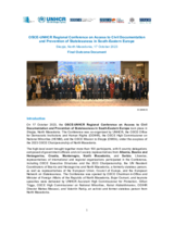 Final Outcome Document of the OSCE-UNHCR Regional Conference on Access to Civil Documentation and Prevention of Statelessness in South-Eastern Europe