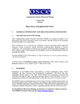 Supplementary Human Dimension Meeting III: Practical Information Note