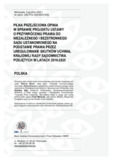 Pilna przejściowa opinia w sprawie projektu ustawy o przywróceniu prawa do niezależnego i bezstronnego sądu ustanowionego na podstawie prawa przez uregulowanie skutków uchwał Krajowej Rady Sądownictwa podjętych w latach 2018–2025