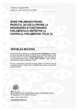 Opinie preliminară privind Proiectul de Cod cu Privire la Organizarea și Funcționarea Parlamentului (referitor la Controlul parlamentar, Titlul III)