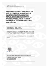 Opinie referitoare la Proiectul de Cod cu Privire la Organizarea și Funcționarea Parlamentului Republicii Moldova (referitor la Procedura declarării stării de urgență, de asediu sau de război, Capitolul V)