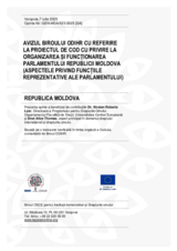 Avizul Biroului ODIHR cu Referire la Proiectul de Cod cu Privire la Organizarea și Funcționarea Parlamentului Republicii Moldova (Aspectele privind Funcțiile reprezentative ale Parlamentului)