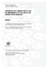 Opinion on the Current Draft Law on Amendments to the Law on the Unified Voter Register Opinion on the Current Draft Law on Amendments to the Law on the Unified Voter Register