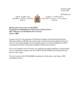 Statement by the Delegation of Canada on the presidential elections in Kyrgyzstan